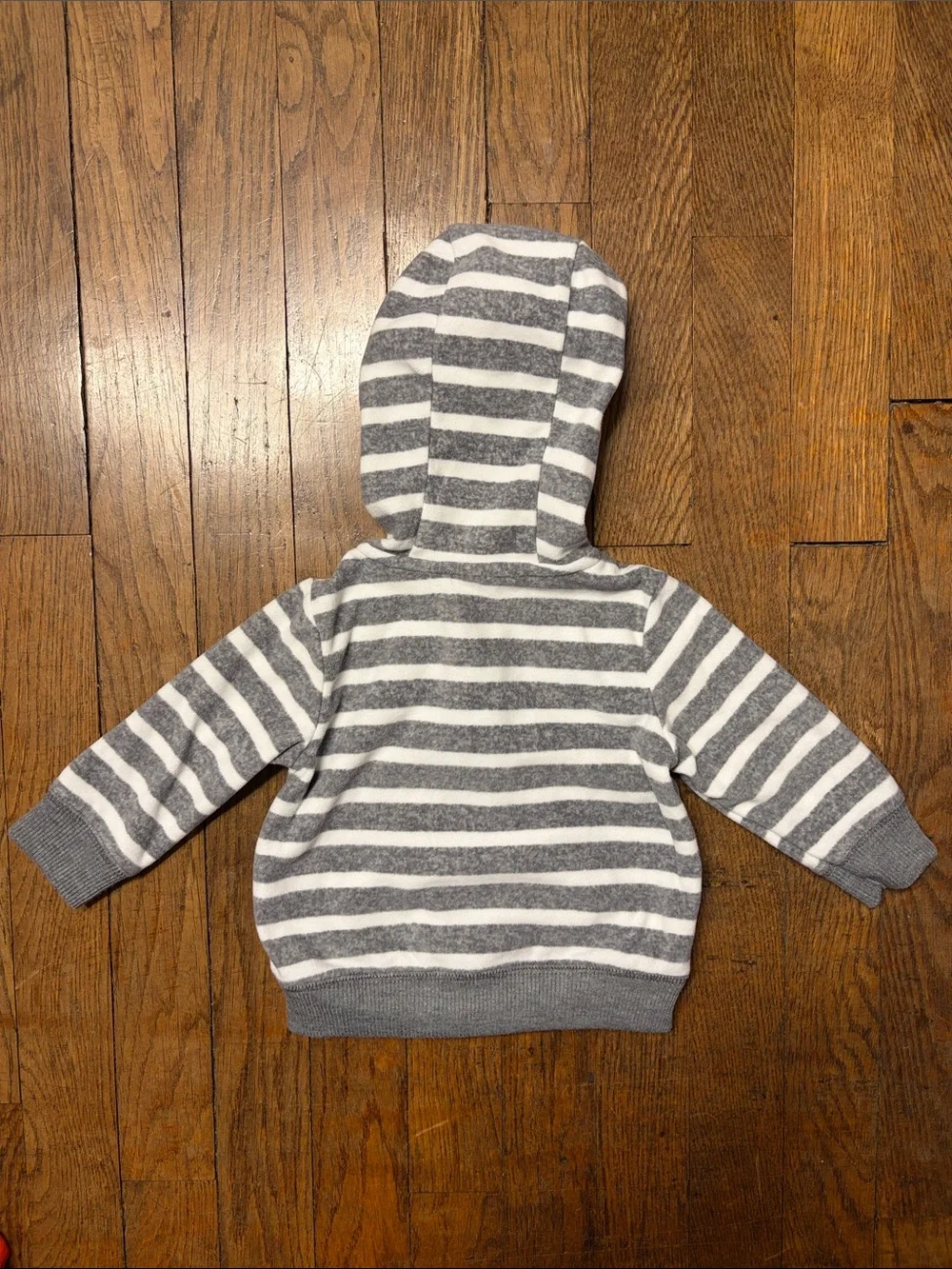 Carter's Gray & White Striped Hooded Zip Sweatshirt with Green Dino
